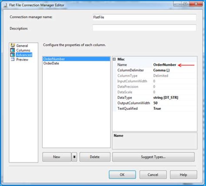 Advanced column OrderNumber