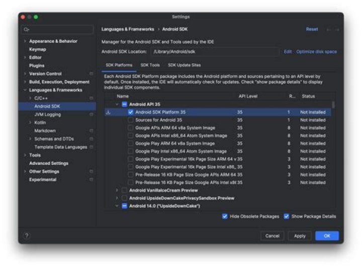 Android SDK providing a solution in the bottom left corner