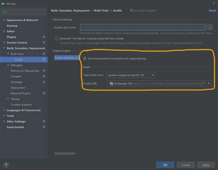 Android studio settings Gradle Wrapper