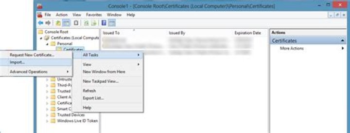 certificate importation dialog