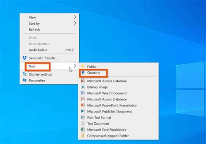 Create new shortcut