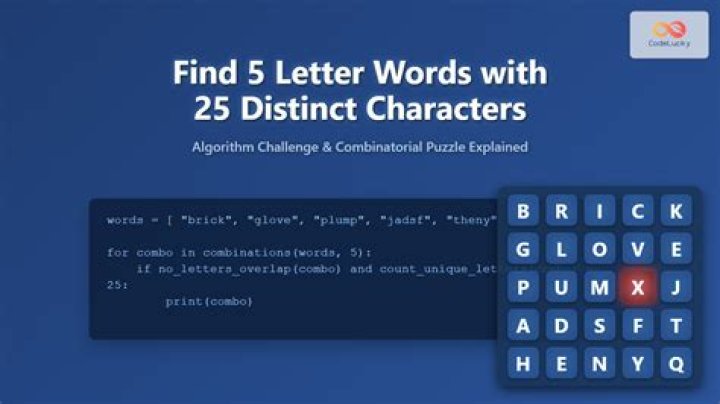 Find 5 letter words with 25 distinct characters
