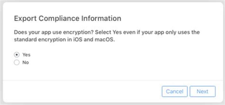 iTunes Connect Export Compliance Information Q1