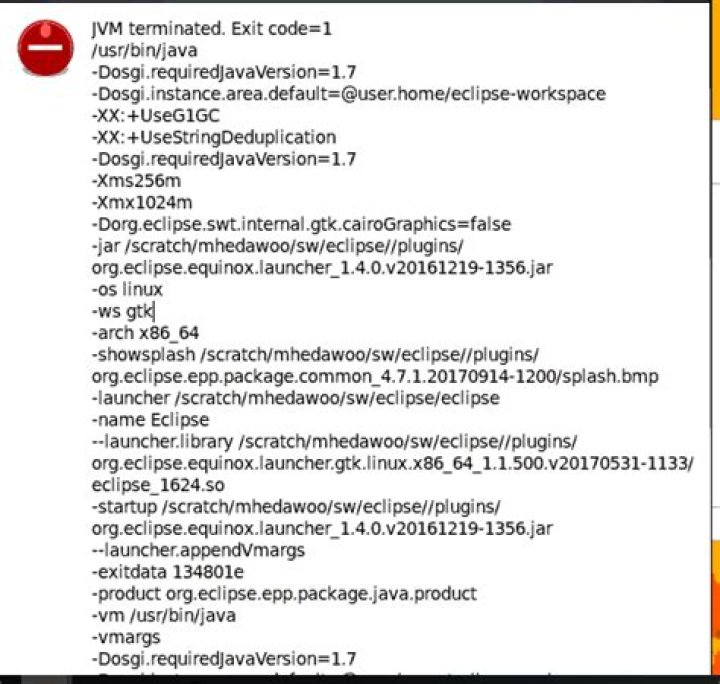 JVM terminated. Exit code=15
