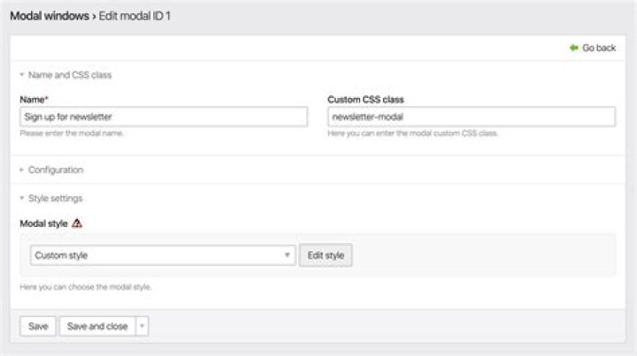 Modal window with no configuration