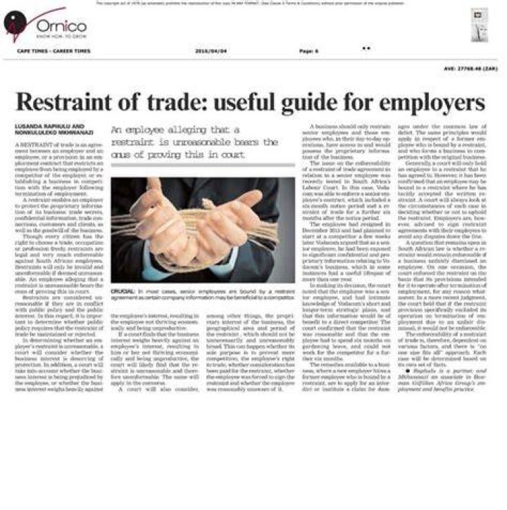 On restraints of trade?