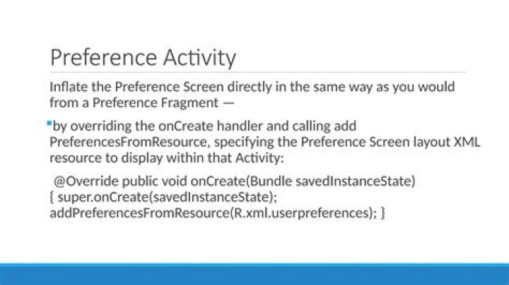 Preference screen before