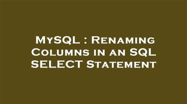 Renaming Columns in an SQL SELECT Statement