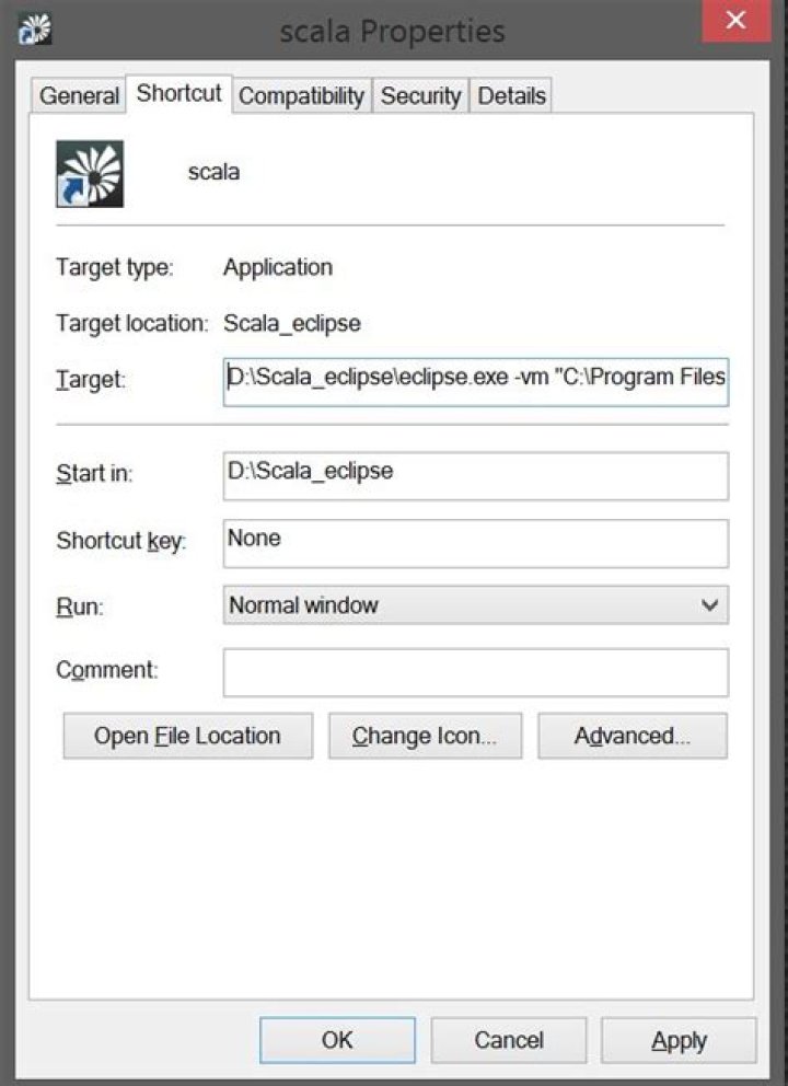 scala eclipse shortcut icon