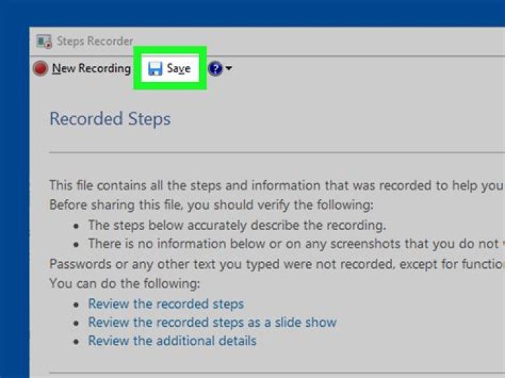 Screenshot for steps