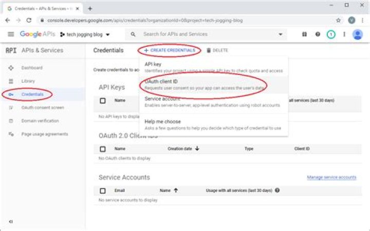 Select Credentials menu