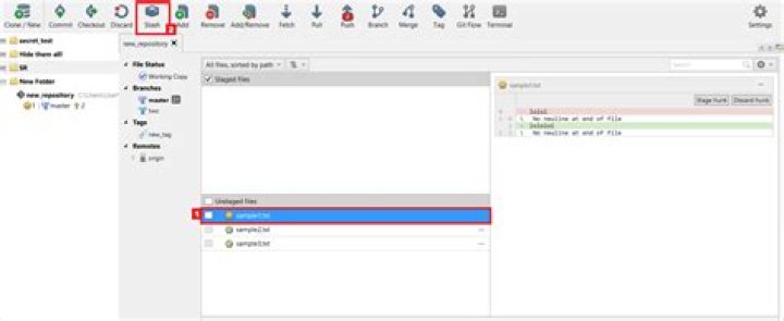 Sourcetree window with Stash button highlighted and dialog popup showing input to name your stash with OK button highlighted