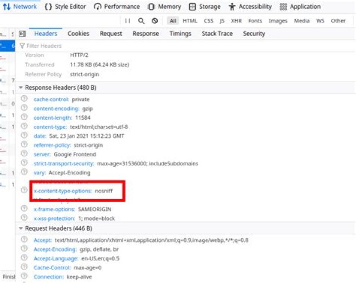 Visualization of enabled no-sniff option
