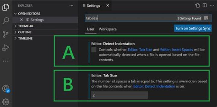 vscode set tabsize
