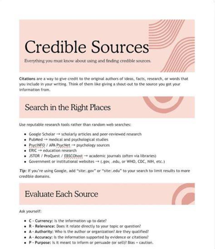 What is an example of a credible online source?