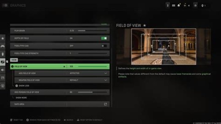 What is modern warfare's fov?