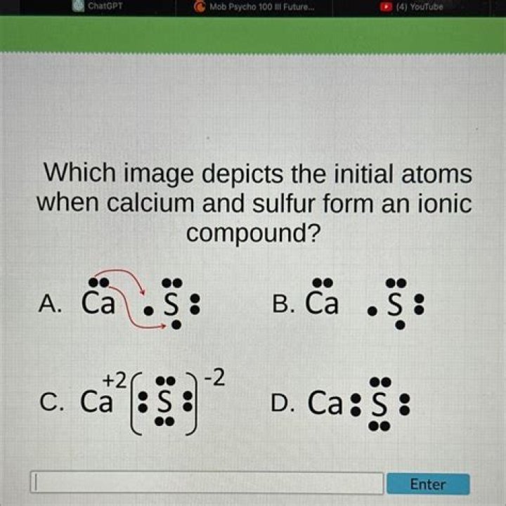 When calcium reacts with sulfur the compound formed is?