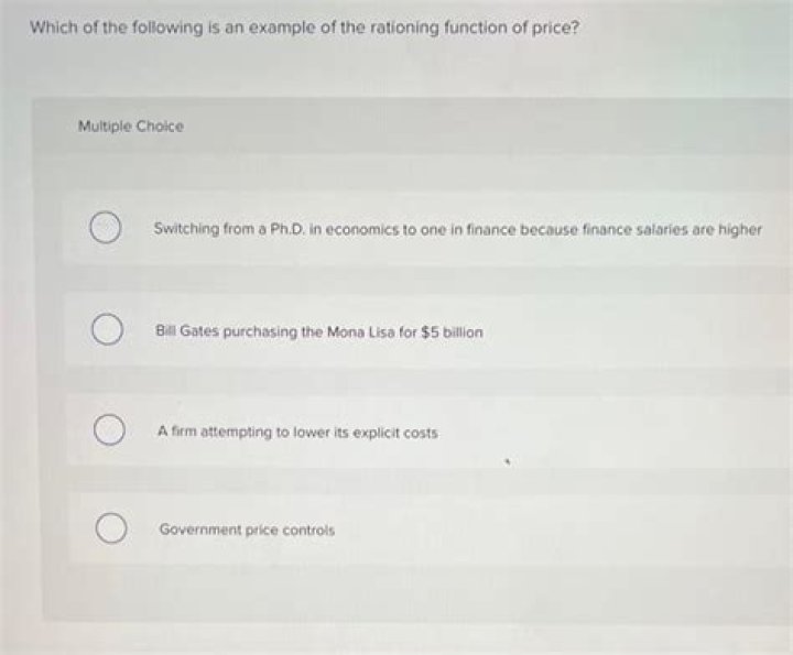Which of the following is an example of the rationing function of price?